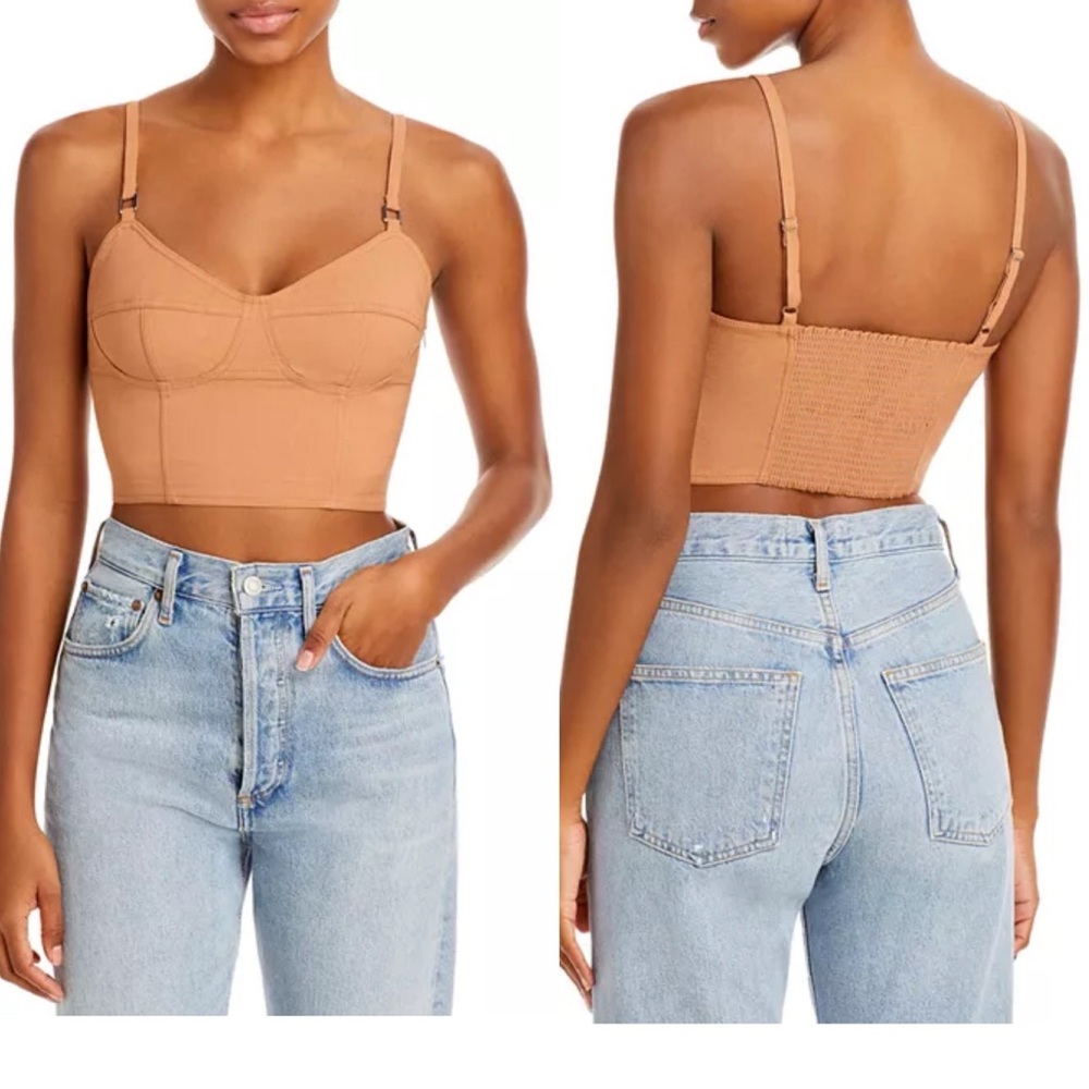 ✅SOLD✅ A.L.C. Designer Women's Brown Linen V-Neck Cropped Tank Top Size 4 $295